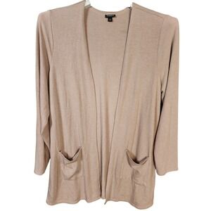 Torrid Plus Size 1 Taupe/Oat Hacci Knit Open Front Cardigan Pockets Lounge Comfy